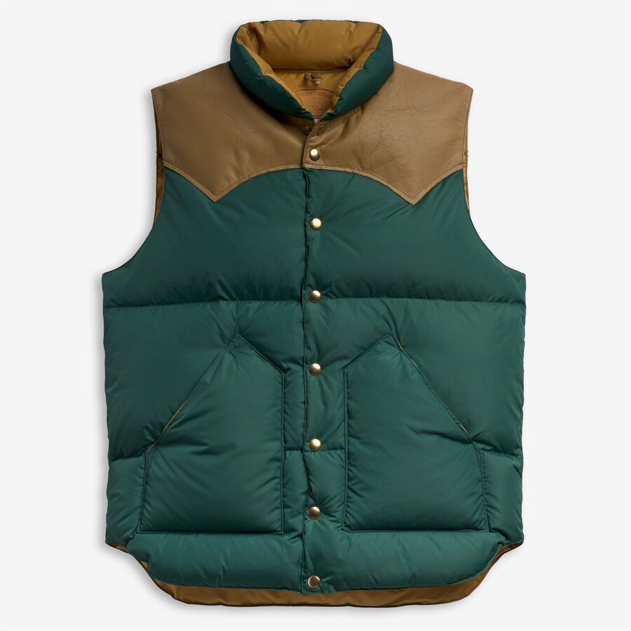chaleco de plumas verde pino - amarillo mastard