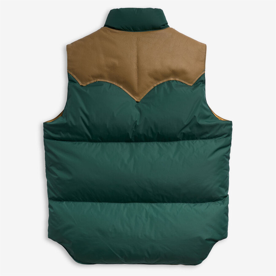 chaleco de plumas verde pino - amarillo mastard